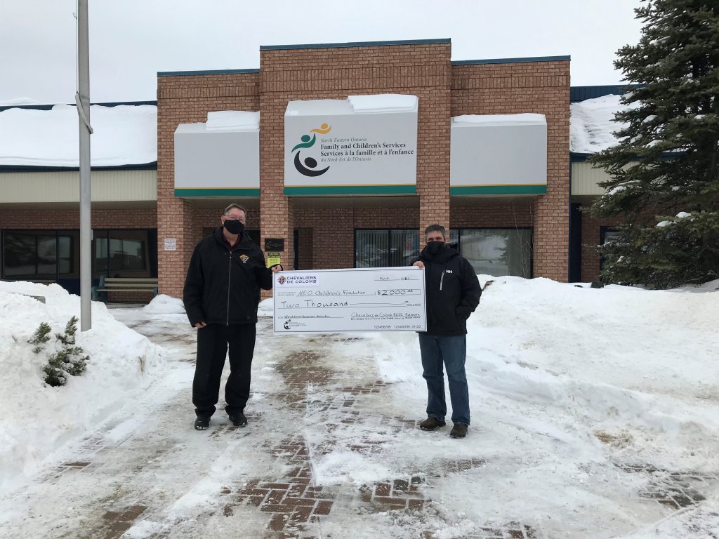 Cheque presentation outside building